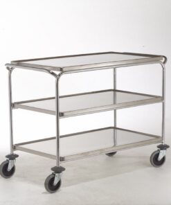 Serveringsvogn str. 70x50 cm m/3 rustfri hylder