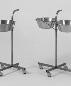 Rustfrit dobbelt fadestativ, m/2 8 liter fad, m/5 hjul