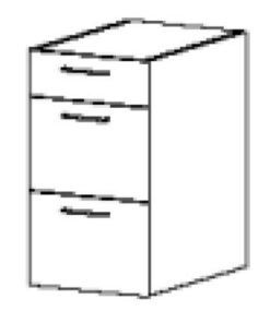 Underskab m/3 fuldudtræk til bakker 456x650x800 mm