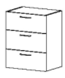 Underskab m/3 fuldudtræk til bakker 656x450x800 mm