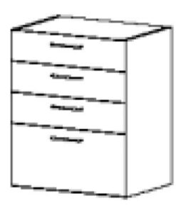 Underskab m/4 fuldudtræk til bakker 656x450x900 mm