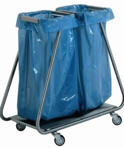 Rustfrit dob. kørbart affaldstativ t/70 ltr. sække