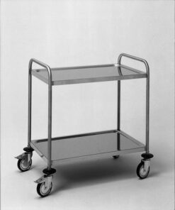 Rustfrit kørebord m/2 hylder. Hyldestr. 80x50 cm