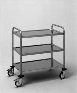 Rustfrit kørebord m/3 hylder. Hyldestr. 100x60 cm