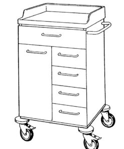 STD Vogn H1010xB600xD600 - 5 skuffer, 1 dør, 1 hylde