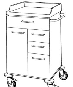 STD Vogn H1010xB600xD600 - 4 skuffer, 1 dør, 1 hylde