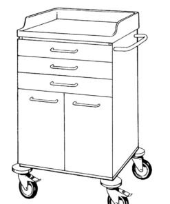 STD Vogn H1010xB600xD600 - 3 skuffer, 2 døre, 1 hylde